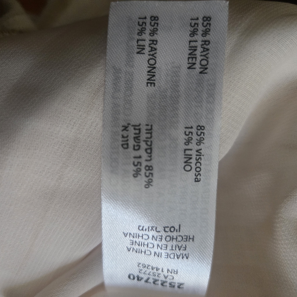 Dex Cream Tan Tie-Waist Linen Blend Pants with Subtle Stripes Size Medium - Picture 9 of 9